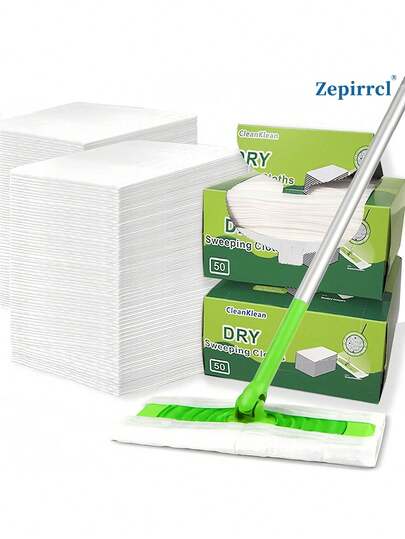 Zepirrcl 50pcs/100pcs 20*29cm Disposable Mop Pads Refill, Flat Mop Replacement Cloths, Static Dust Removal Cloths, Quick Cleaning, No Hand Washing Needed, For Floor, Wall, Window, Bedroom, Bathroom And Kitchen Cleaning