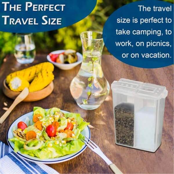 1/2 Set Of Mini Salt And Pepper Seasoning Bottles - Transparent Plastic With Lid Travel Seasoning Shaker