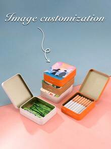 1pc Customizable Pattern Tin Can - Macaron Colors Available (Macaron White/Gold/Orange Etc.), Rounded Body With Smooth Tin Material, Metallic Luster, Tight-Sealing Lid Design - Moisture-Proof, Compact & Practical, Suitable For Tea Lovers, Jewelry Collectors, Home Organization Enthusiasts, And Students