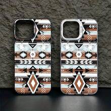 Retro Western Cowboy Style Pattern Phone Case For IPhone 16 15 14 13 12 11 Pro Max Plus Luxury Shockproof Protection Cellphone Cover - 黑色 - 查看 3