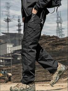 Men's Waterproof Military Cargo Tactical Pants With Multiple Pockets - 黑色 - 查看 4