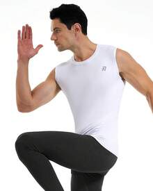 GYHSRunhit Sleeveless Compression Shirt Men Top Athletic Muscle Shirts Men - 白色 - 查看 6