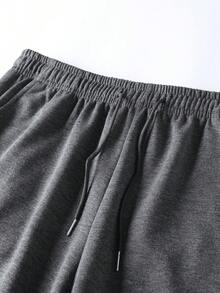 Hanorac cu glugă în culori solide pentru bărbați, cu talie elastică și pantaloni reglabili cu șnur, set sport pentru bărbați, design în culori contrastante, îmbrăcăminte sport pentru bărbați, potrivit pentru antrenamente la sală și drumeții în aer liber.