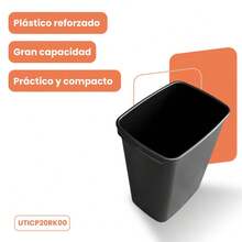 Plastic Trash Can For Outdoor And Indoor Use - Black - View 6
