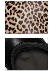 1pc Women Punk Leopard Print Spider Rivet Leather Beret Hat, Suitable For Daily Commute Or Party Halloween