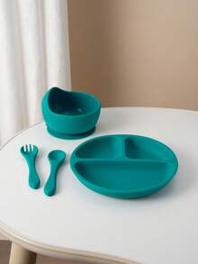 4件套个性化定制姓名硅胶婴儿餐具套装，吸盘碗、训练勺、叉子，彩色餐盘，定制撞色婴儿餐具，返校季冬季礼物创意，男女宝宝情人节礼物，多功能，装饰性，字母，时尚，现代，色彩缤纷，可爱，休闲，定制，个性化，独特，个性化定制，送给他的理想礼物，送给她的理想礼物，圣诞节礼物用品，旅行收纳包 - 彩色 - 查看 14