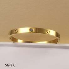 3 قطع/1 قطعة سوار من الفولاذ المقاوم للصدأ المطلي بالذهب عيار 18 قيراط مرصع بالراين ذو أربع أوراق البرسيم، مناسب للحفلات/الاستخدام اليومي/حفلات الزفاف/هدايا عيد الميلاد/هدايا عيد الحب.