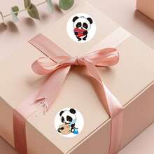500 pièces Autocollants ronds de doodle de panda de bande dessinée, 1 pouce, 20 designs mignons, fournitures de bureau, scrapbooking, récompenses d'enseignant, autocollants imperméables en PVC - Multicolore - Voir 4