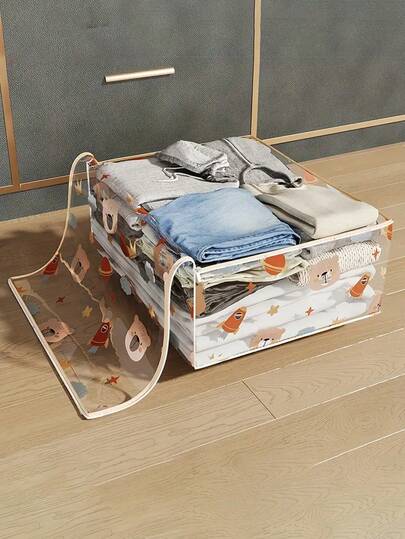 Túi đựng đồ hình gấu trong suốt - Túi đựng đồ bằng polyester bền, Túi đựng quần áo chống ẩm họa tiết hoạt hình dễ thương, Túi đựng hành lý đựng chăn, Túi đựng đồ di chuyển chống bụi khi đi du lịch, Túi đựng đồ khi trở lại trường, Có thể đựng quần áo, khăn tắm, v.v. - Thích hợp để đựng đồ ở nhà, ký túc xá và phòng ngủ, Có thể dùng làm hộp đựng quần áo, Trang trí phòng, Trang trí nhà cửa, Trang trí phòng ngủ
