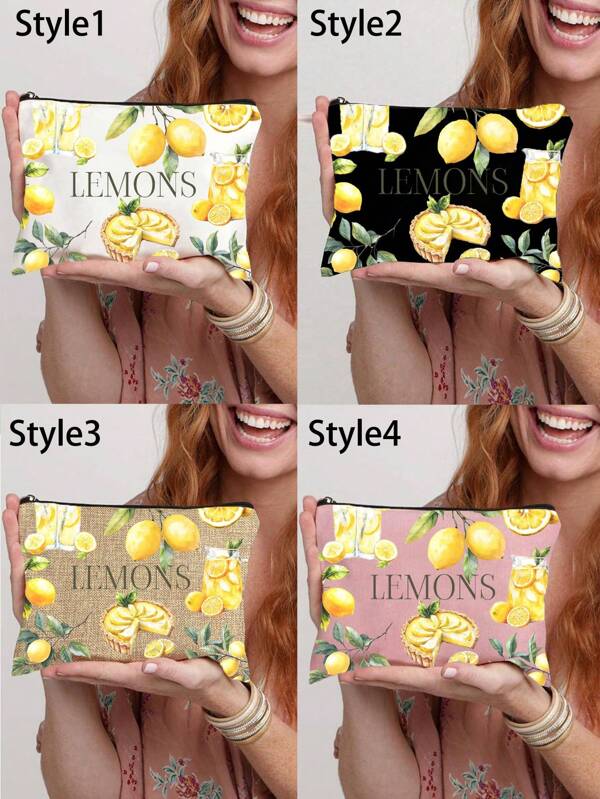 POSITANO Zitronen Make-up Tasche, Zitronen-Themen Geschenk, Frucht Gelb Zitronen Make-up Tasche, Damen Reise Pflege Tasche, Reise Make-up Tasche. Zitrus, Orange, Zitronen Make-up Tasche. Perfekt für Reisen, Urlaub, Geschäft, Fitness, Camping und Outdoor-Nutzung, Zitronen Dekoration, hohe Bewertung, Reise-Essentials für Rückkehr zur Schule, Sommerurlaub, Rückkehr zur Schule, Schulsachen Tasche. Für Damen Reise Make-up Tasche.