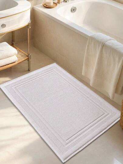 DAJIANG 1pc White Classic Luxury Bath Mat Floor Towel Set - Absorbent Cotton Hotel Spa Shower/Bathtub Mats [Not A Bathroom Rug] Door Mat Kitchen Mat&Rug Home Decor Festival Decor Room Entryway Rug Runner Rug, Autumn Winter Bedroom Decoration Autumn Decor Carpet, Suitable For Halloween, Thanksgiving Decoration