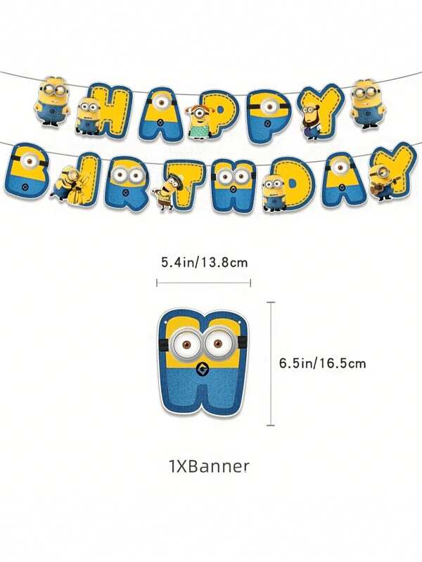 Minions Decoración para fiesta de cumpleaños de Minions, que incluye pancarta, banderines, globos, decoración de fiesta