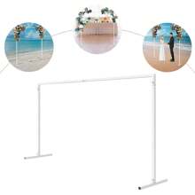 2*2 Meters Wedding Table Stand (25 Mm Square Tube) White Heavy-Duty Backdrop Frame With White Tube And Curtain Set, Adjustable Metal Background Plate, Suitable For Wedding Studios And Exhibition Decoration