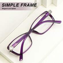 1 Stück modische quadratische minimalistische Lesebrille für Frauen, eleganter Blumendekortempel, hochauflösende Gläser, bequem für den Bürogebrauch