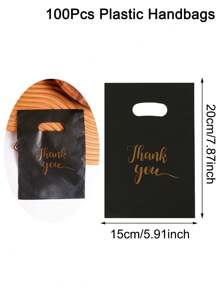 100pcs Solid Color Thank You Plastic Gift Bags, Reusable Plastic Bags Perfect For Jewelry, Clothing, Packaging, Gift And Shopping, Back To School Valentine Day