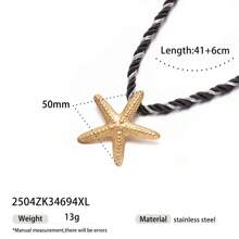 1pc Fashionable Luxury 18K Gold Stainless Steel Sea Conch, Starfish And Sun Pendant Necklace, Versatile Accessory For Women