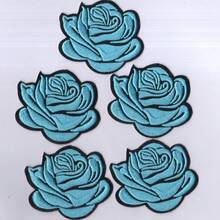 5 piezas de parches bordados con flores de rosa, parches decorativos de aplicación para chaquetas, jeans, camisetas, bolsos - Multicolor - Ver 7