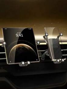 Suporte de telefone para saída de ar de carro estabilizado pela gravidade - Design retrátil e antiderrapante, à prova de choque e vibração, compatível com telefones dobráveis, tablets e telefones flip, ajuste universal para todas as saídas de ar do carro, operação com uma mão, compacto e fácil de instalar - Preto - Ver 2