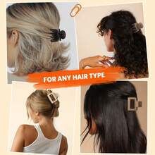 4Pcs Matte Hair Clips For Women And Girls - Rectangle And Double Row Small Claw Clips For Thin/Medium Fine Hair - Nonslip Jaw Clips (Beige, Khaki, Brown, Black)