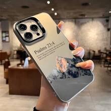 Funda de Teléfono Plateada Fresca de Salmo 23, Cubierta Protectora a Prueba de Golpes, Adecuada para iPhone 16 11 15 14 13 12 Pro Max XR Plus, Regalo Cristiano, Unisex - Negro - Ver 10