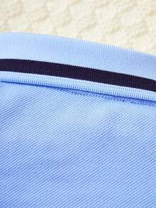 男童Polo衫，英伦风休闲长袖T恤，宽松版型，儿童春秋季新品 - 淺藍色 - 查看 8