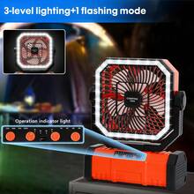 3-In-1 Portable Camping Fan,Ultra-Powerful Cooling System ,20000mAh Power Bank + LED Flashlight - , 3 Placement Modes (Handheld/Desktop/Hanging), 136H Max Runtime, And Emergency Strobe Light For Outdoor Adventures, Camping, And Power Outages - 橘色 - 查看 5