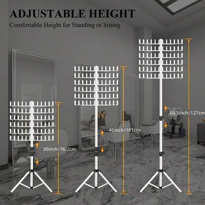 Soporte de exhibición ajustable en altura con 144 clavijas para extensiones de cabello, organizador de divisor de cabello sin olor para uso en salón (Blanco/Rosa) - Regalo para ella / Regalo para él / Regalo romántico / Regalo de amor / Regalo de pareja / Regalo de San Valentín