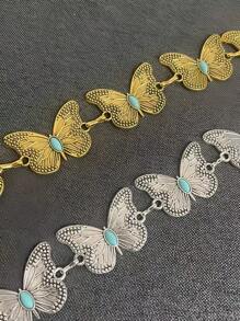 1pc Bohemian Vintage Turquoise Butterfly Shaped Waist Chain For Women, Outfit Accessory For Skirt & Pants Summer, School Fall, Autumn, Halloween
