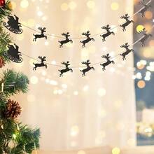 Decoração de Natal para pendurar: Guirlanda de trenó do Papai Noel e renas, silhueta de metal, ideal para árvores de Natal, lareiras, locais de festa, decoração natalina, decoração festiva e clássica para casa, decoração de Natal, decoração de inverno.