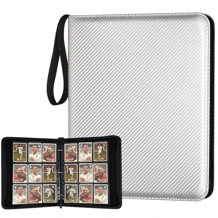 Pasta de cartas premium com 9 bolsos, 900 bolsos, álbum de colecionador com zíper e 50 capas removíveis, compatível com cartões de jogos esportivos - Multicolorido - Ver 8