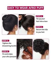 8 Zoll Afro Puff Haarverlängerung mit Zugband für Frauen, blau, pink, burgunderrot, dunkelbraun, schwarz, kurze synthetische Dutt Haarverlängerung, synthetisches Gewebe Haar, Afro lockiges Haar Dutt, Hochsteckfrisur Pferdeschwanz, synthetische hitzebeständige Perücken für Alltag, Party, Cosplay - Verschiedenfarbig - Übersicht 10