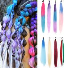 26 Inch High-Temperature Fiber Straight Hair With Elastic Tie, Holiday Red/White/Green Wrap Design, Seasonal Hair Accessory | Fashionable Hair Extensions | Glossy Hair Extensions, Rainbow Ponytail Extensions