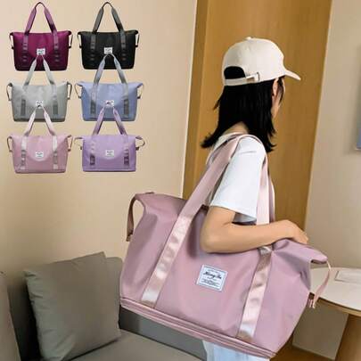 1个大容量运动健身包/旅行手提包，适合日常训练、健身、瑜伽、户外运动、周末短途旅行和过夜旅行，可扩展，带防水口袋，适合学校、大学和其他场合。