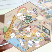 SCXXBSW 10 Styles Of Cartoon Scenery-Creating Stickers - 3D Cabins In A Miniature World, Stress-Relieving DIY Scenes, Parent-Child Interactive Handcraft Stickers, Children's Educational Stickers - Tweezers Included - Multicolor - View 19