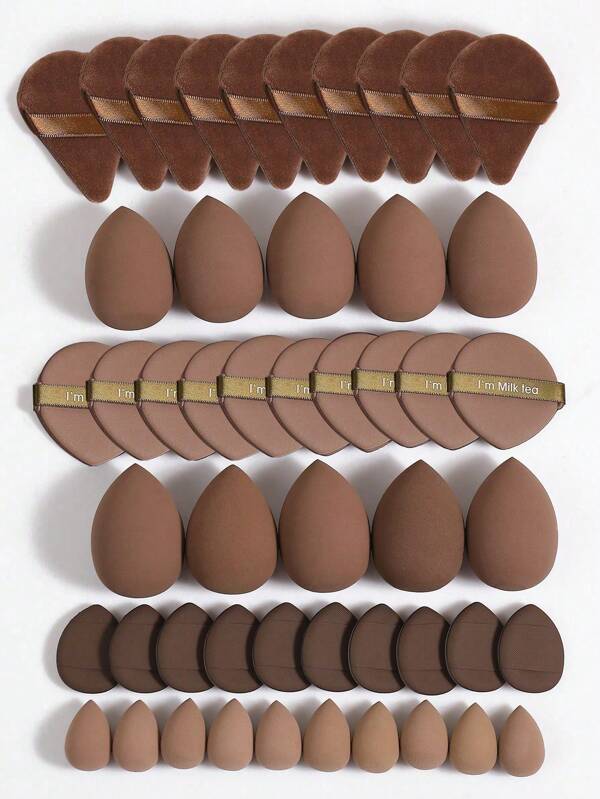 5/10/20/30/40/50/60/80/100PCS Makeup Tools Set Including:10PCS Makeup Sponges For Liquid Makeup+10PCS Mini Makeup Sponges For Liquid Makeup+10PCS Triangle Powder Puffs For Loose Powder And Makeup Setting+10PCS Air Cushion Powder Puffs For Facial Makeup+10PCS Mini Air Cushion Powder Puffs For Facial Concealer Makeup