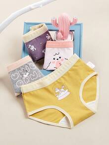 Coollikuli 8条纯棉幼女童三角内裤，多种颜色可选，舒适柔软。卡通独角兽、樱桃、花朵印花小女孩内裤，四季适用