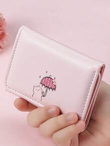 Multifunctional Solid Color Wallet, Trifold Premium Feel Purse, Cute Short-Style Ins-Style Women's Coin Purse - Multicolor - View 2