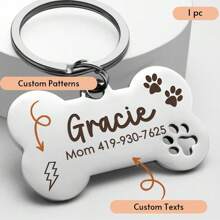 1 Pc Stainless Steel Bone Dog Tag With Dog Paws Hollowed, Laser Engraved Name Dog Tag For Dogs, Custom Dog Collar Tag, Pet Gifts Ornamental,Engraved,Stainless Stylish,Fashion,Colorful,Vintage,Cute,Contracted,Cuties Custom,Unique,Customized,Personalized Pet For Anniversaries,For Birthdays
