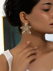 1 Pair Starfish Dangle Earrings, Suitable For Women's Daily And Festival Wear