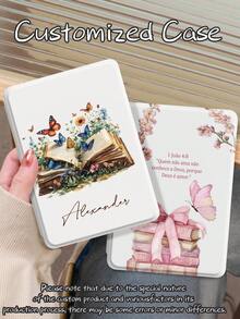 Ayotu 1pc Customized Name Text Design Protective Case, Compatible With Kindle Paperwhite 6 2024 (7 Inch) / Kindle 11th Gen (2024) 6 Inch, Kindle 10th Gen (2019), Clara Bw, Vintage Bookshelf Design E-Reader Protective Case, Kindle Accessories, Kindle Protective Case, Auto Sleep/Wake, Comfortable Material, Magnetic Design, Anti-Drop, Suitable As Birthday/Holiday Gift. - Multicolor - View 2
