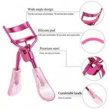 带替换垫套装的睫毛夹，手动睫毛夹，不锈钢材质，专业化妆美容工具，便携式睫毛夹带替换垫，方便更换，可长期使用，适用于家庭和商务、化妆、便宜、房间装饰、梳妆台、旅行、卧室、化妆配件、睫毛夹