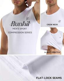 GYHSRunhit Sleeveless Compression Shirt Men Top Athletic Muscle Shirts Men - 白色 - 查看 4