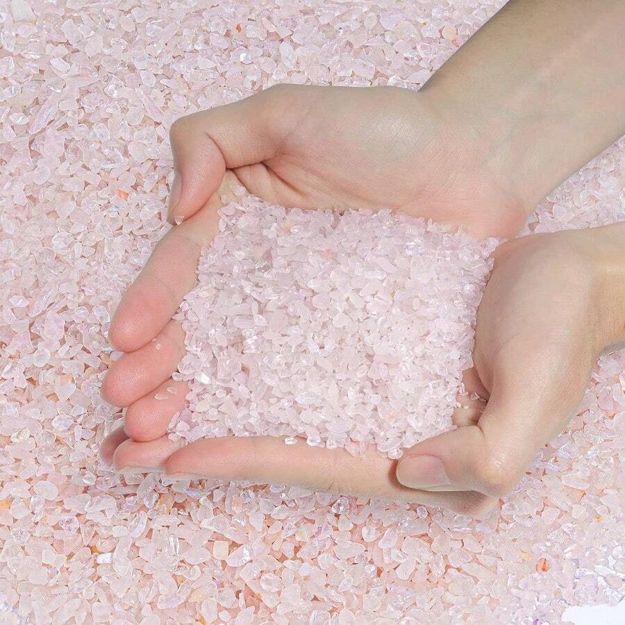 Crystal Chips Stone Crushed Quartz Glass 0.5LB Fluorite Tumbled Gravel Small Decorative Pebbles Bulk Mini Polished Rocks Pieces For Crafts Vases Filler Succulent Plants Aquarium Gravel Rocks - 0.5磅+#2 - 玫瑰 - 查看 1