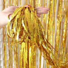 1pc Laser Rain Curtain Decor: 1*2m/39.37*78.74in, Party Wedding Birthday Stage Decoration, Children's Festival Christmas Halloween Background Atmosphere Streamers