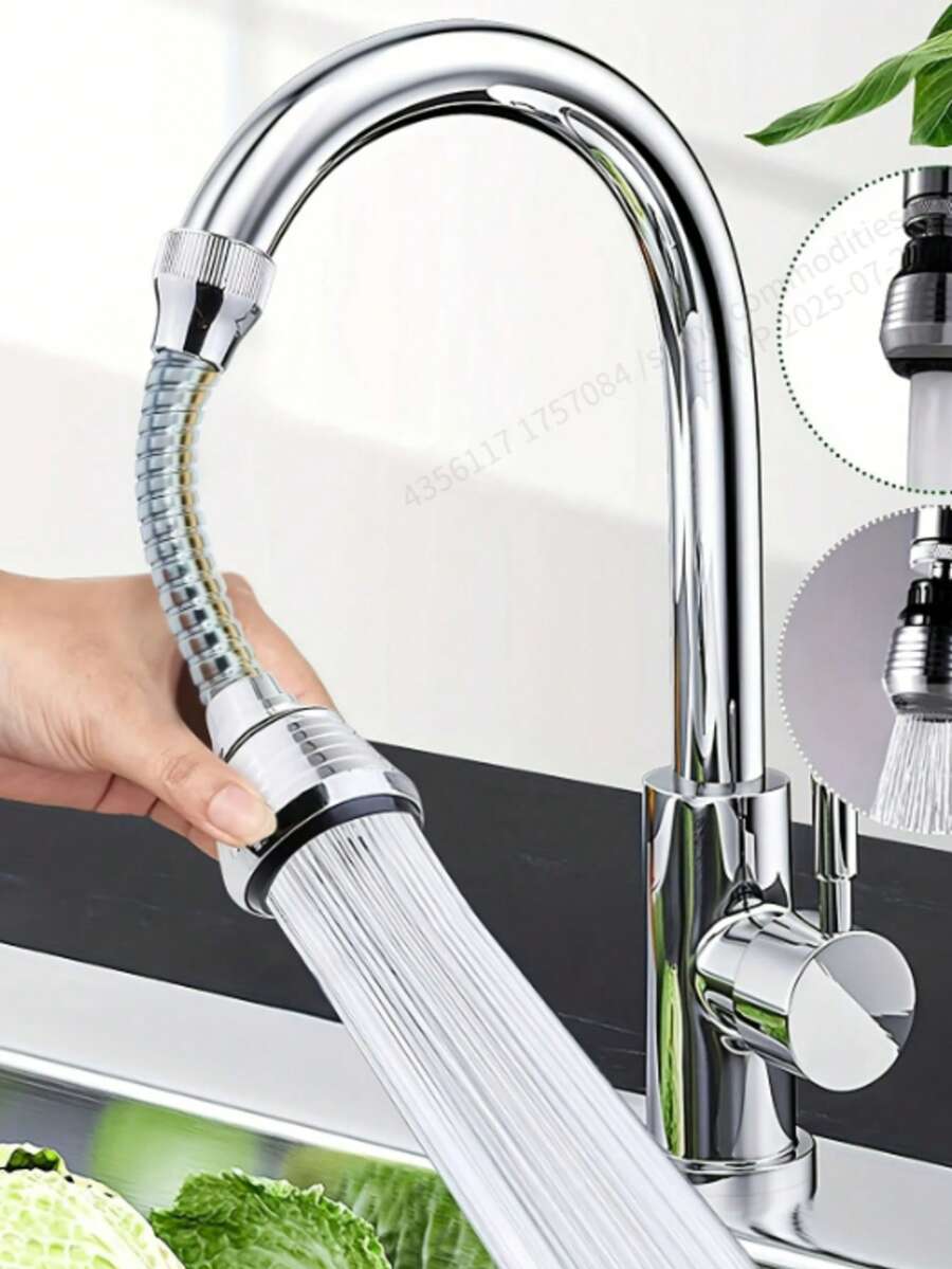 1Pc,360° Rotating Kitchen Sink Faucet Aerator With Hose - Water-Saving, Anti-Splash, Easy Install, Stainless Steel Valve, Plastic Hose, Center Mount Design For Efficient Dishwashing, Kitchen Sink Upgrade | Contemporary Kitchen Faucet | Painted Finish Faucet, Kitchen Faucets For Sinks - Multicolor - View 1