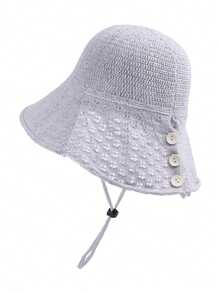 1pc Women Summer Knitted Hollow Bucket Hat, Fisherman Sun Hat With Letter Pattern, Suitable For Summer Outdoor, Random Style - MZ1572 - View 13