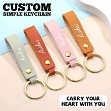 1pc Customized PU Leather Keychain Personalized Keyring Business Gift Leather Keychain For Men & Women Car Key Chain Waist Wallet Keychain Bag Pendant Gifts For Men - Multicolor - View 1