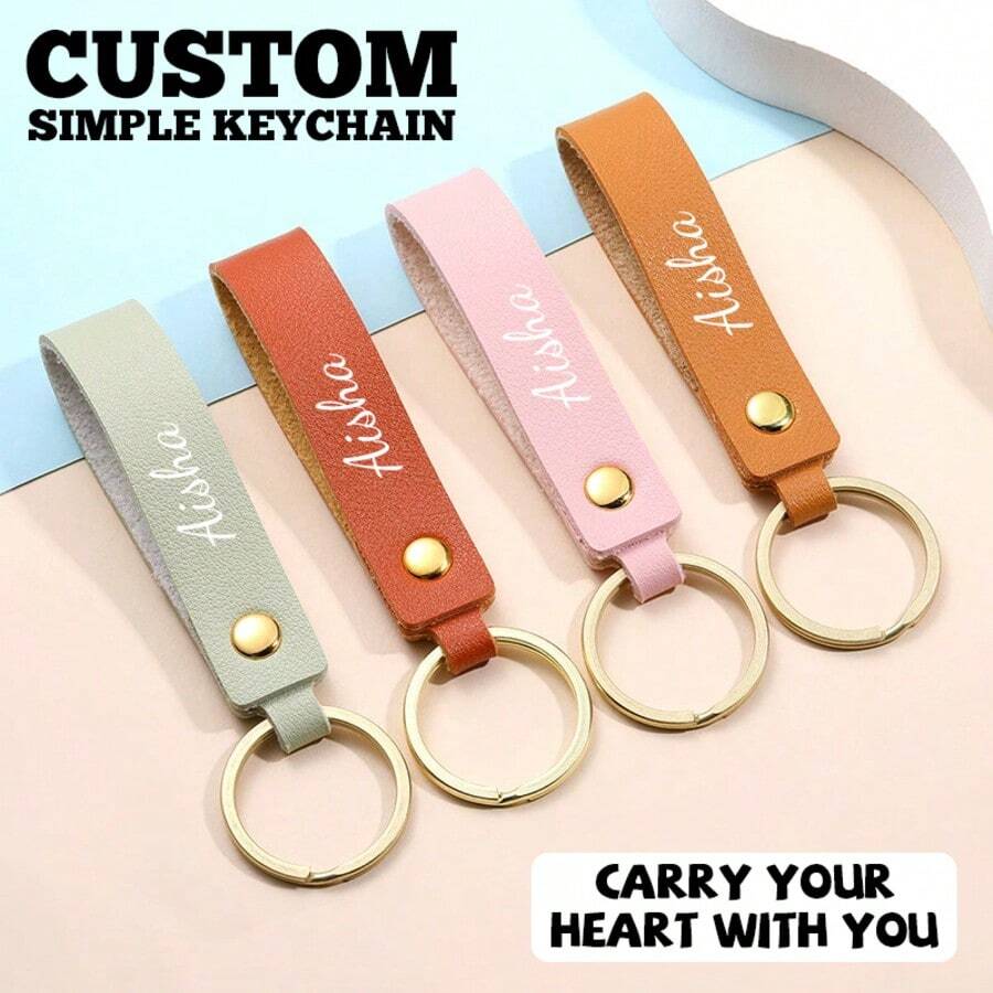 1pc Customized PU Leather Keychain Personalized Keyring Business Gift Leather Keychain For Men & Women Car Key Chain Waist Wallet Keychain Bag Pendant Gifts For Men - Multicolor - View 1