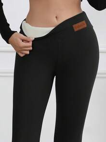 Women's Thermal Lined Leggings Women - High Waisted Winter Yoga Pants Tummy Control Soft Thermal Warm For Outfit Workout - Black - View 2
