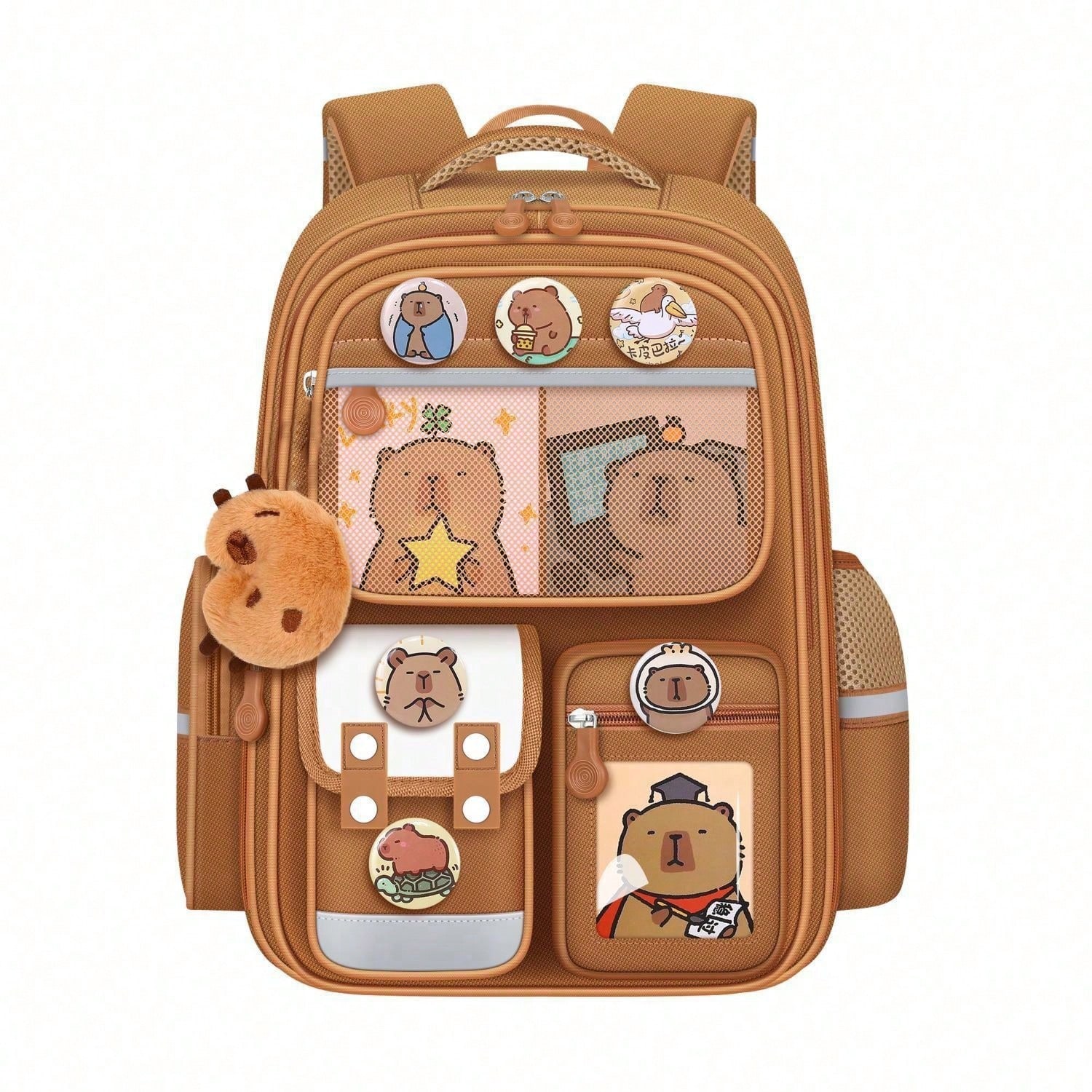 Stück süßer Capybara-Design Leichtgewicht Segeltuch Rucksack, modischer Campus-Studentenbeutel, Reiserucksack mit ergonomischem Design, Schultertas - SHEIN - Modalova